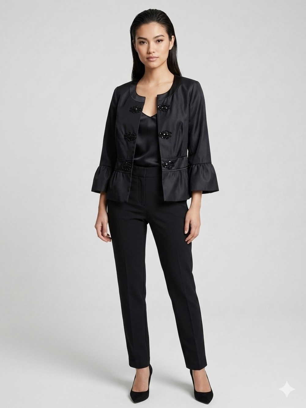 Vertigo Paris Black Beaded Cropped Jacket